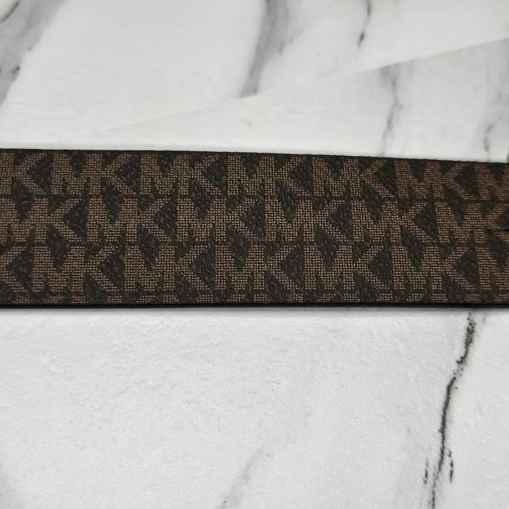 Michael Kors Reversible Twist Belt MK Logo Brown Black Gold XL 551342
